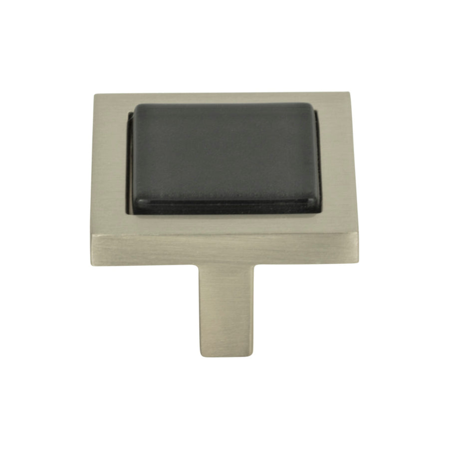 Atlas - Spa Black Square Knobs Brushed Nickel
