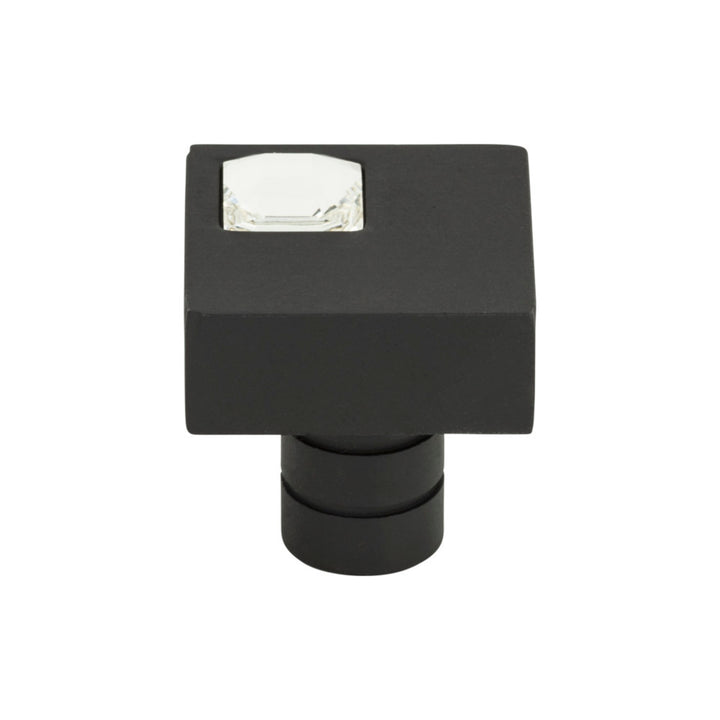 Atlas - Crystal Off Center Square Knobs Matte Black