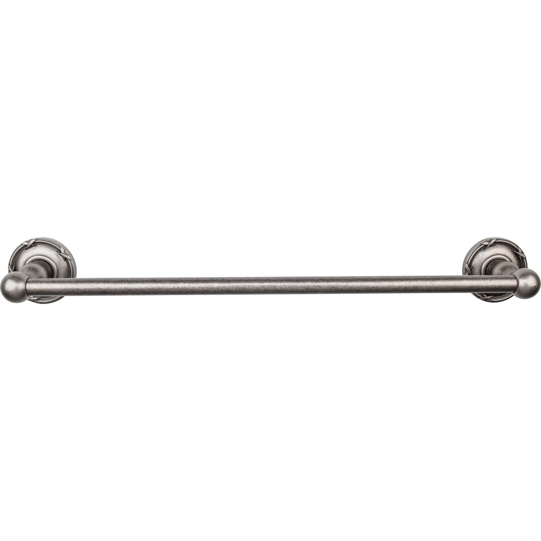 Top Knobs - Edwardian Bath Towel Bar Single - Ribbon Bplates 18" Antique Pewter