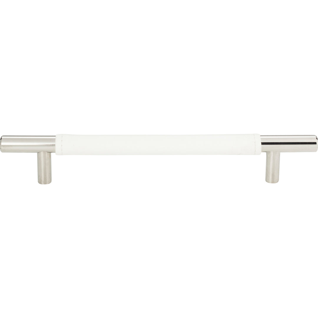 Atlas - Zanzibar White Leather Pulls 6 5/16" Polished Chrome