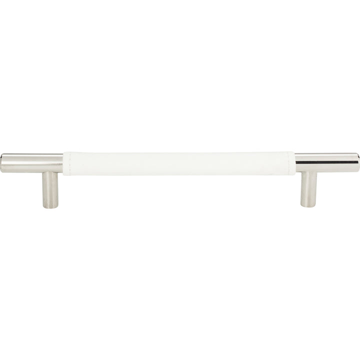 Atlas - Zanzibar White Leather Pulls 6 5/16" Polished Chrome
