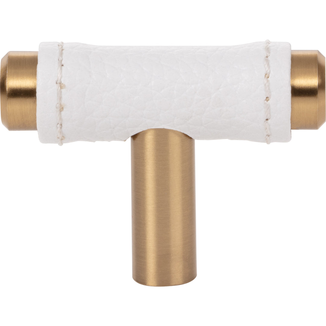 Atlas - Zanzibar White Leather Knobs Warm Brass