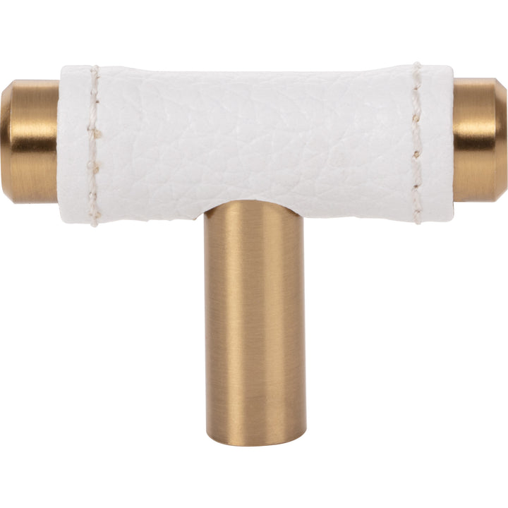 Atlas - Zanzibar White Leather Knobs Warm Brass