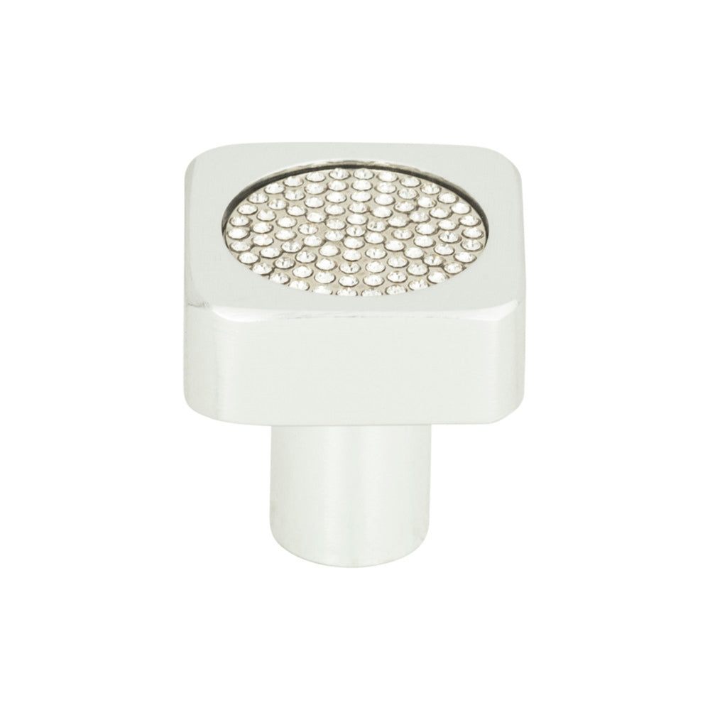 Atlas - Crystal Square Inset Knobs 1" Matte Chrome