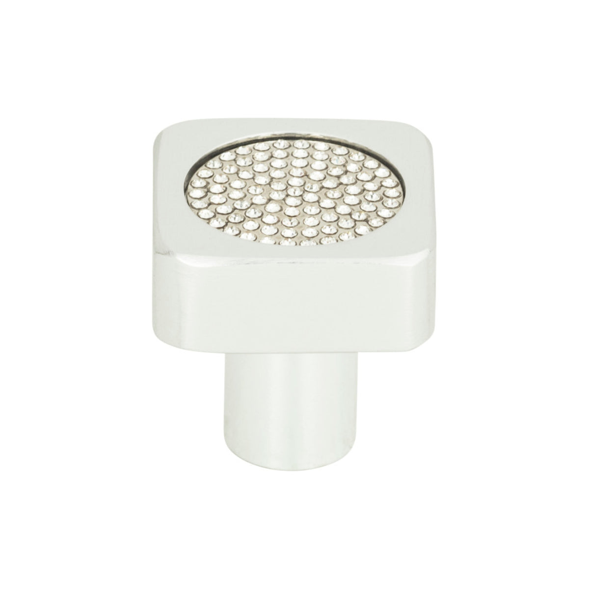 Atlas - Crystal Square Inset Knobs 1" Matte Chrome