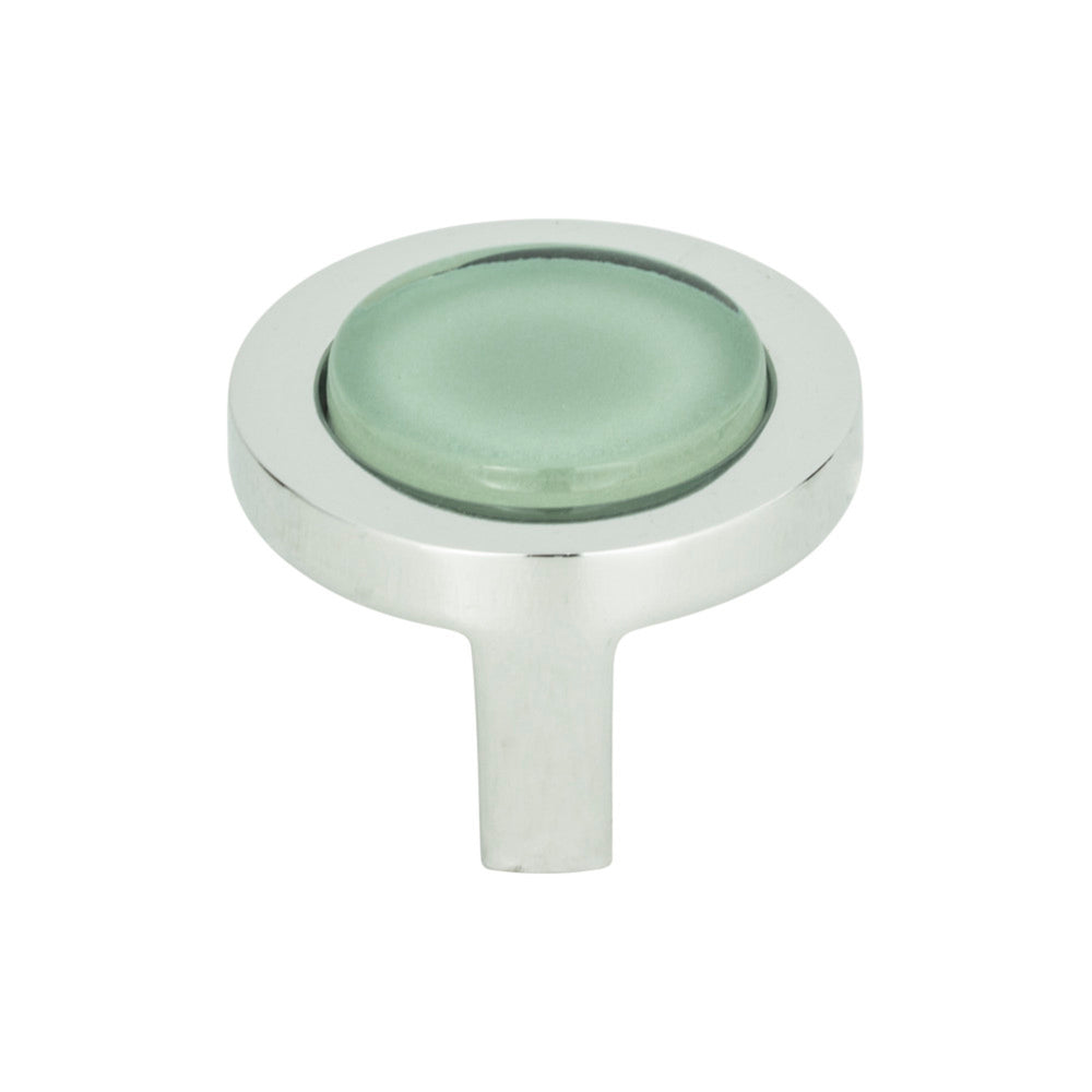 Atlas - Spa Green Round Knobs Polished Chrome