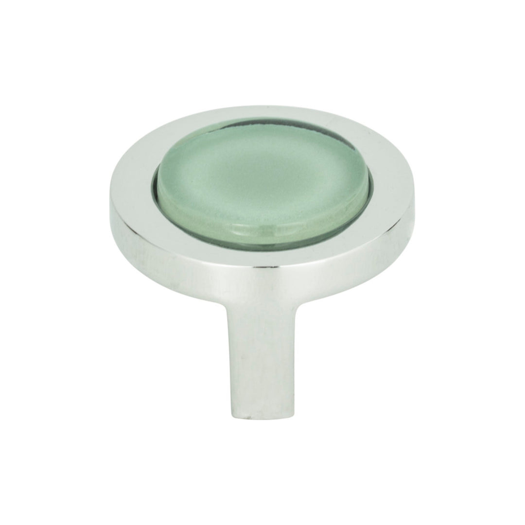 Atlas - Spa Green Round Knobs Polished Chrome