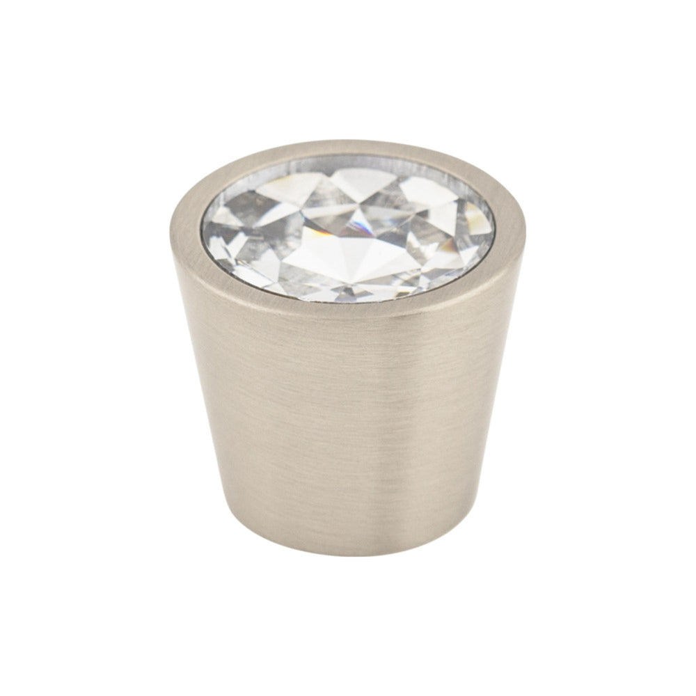 Top Knobs - Clear Crystal Center Round Knobs 13/16" Brushed Satin Nickel