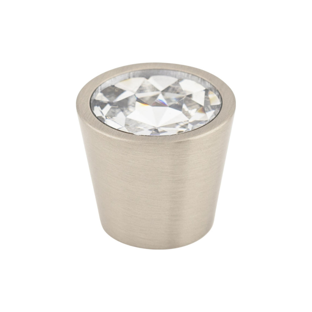 Top Knobs - Clear Crystal Center Round Knobs 13/16" Brushed Satin Nickel