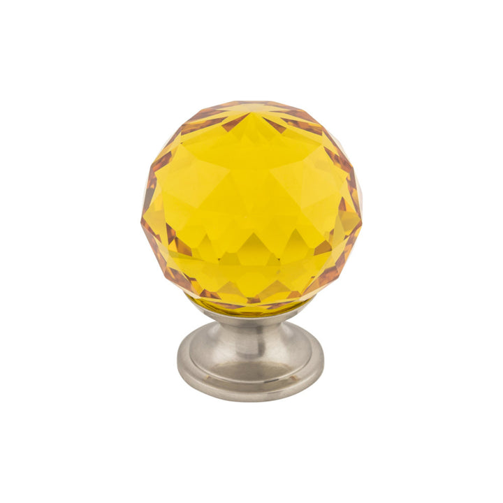 Top Knobs - Amber Crystal Round Knobs 1 3/8" Brushed Satin Nickel