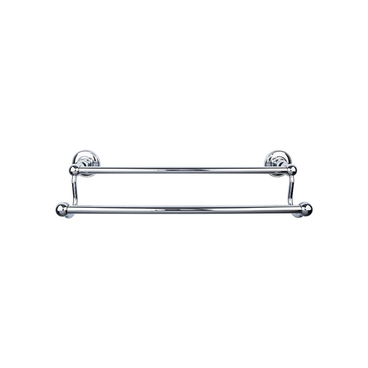 Top Knobs - Edwardian Bath Towel Bar Double - Plain Bplates 24" Polished Chrome