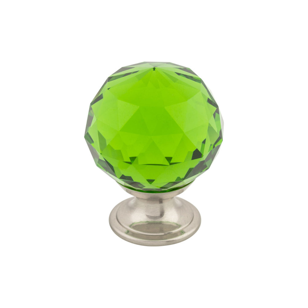 Top Knobs - Green Crystal Round Knobs 1 3/8" Brushed Satin Nickel