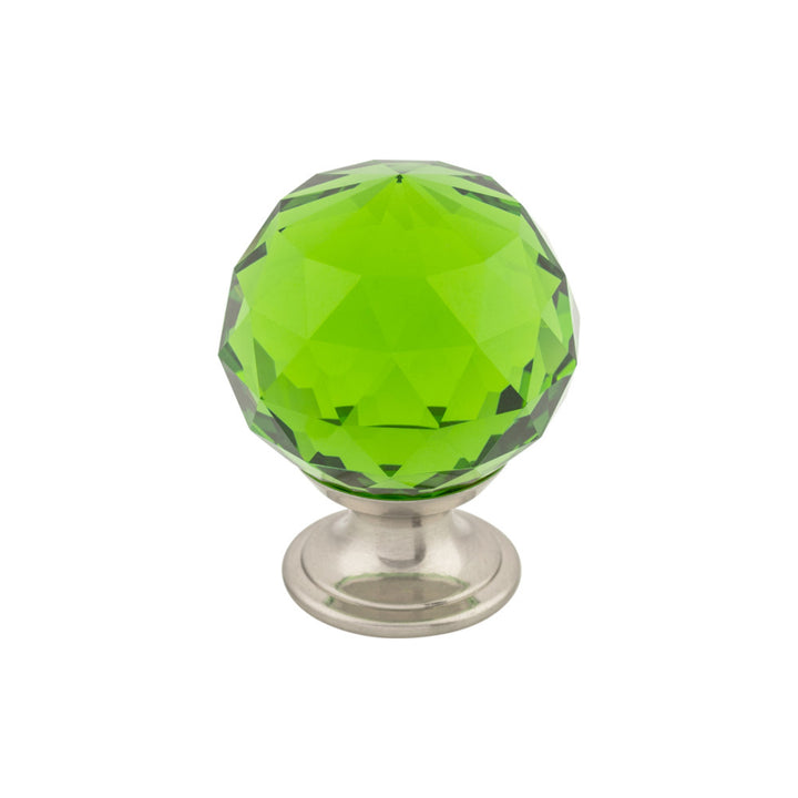 Top Knobs - Green Crystal Round Knobs 1 3/8" Brushed Satin Nickel