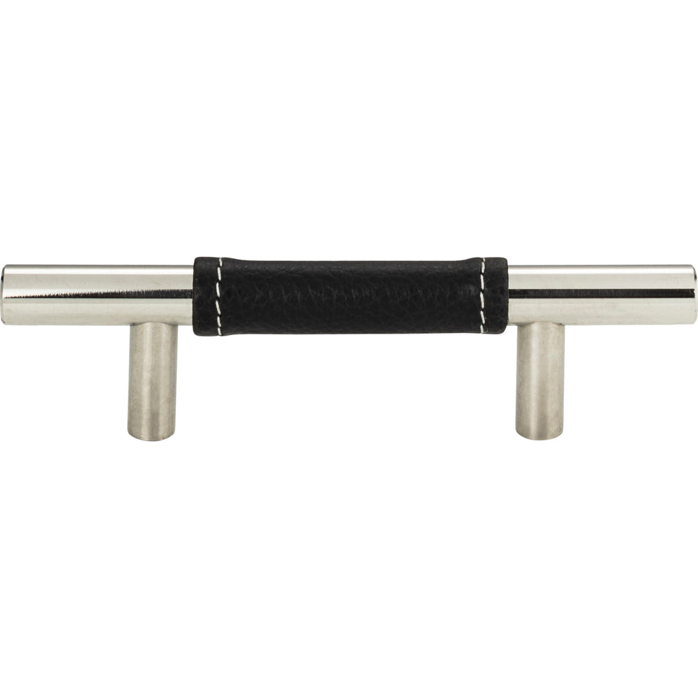 Atlas - Zanzibar Black Leather Pulls 3" Polished Chrome