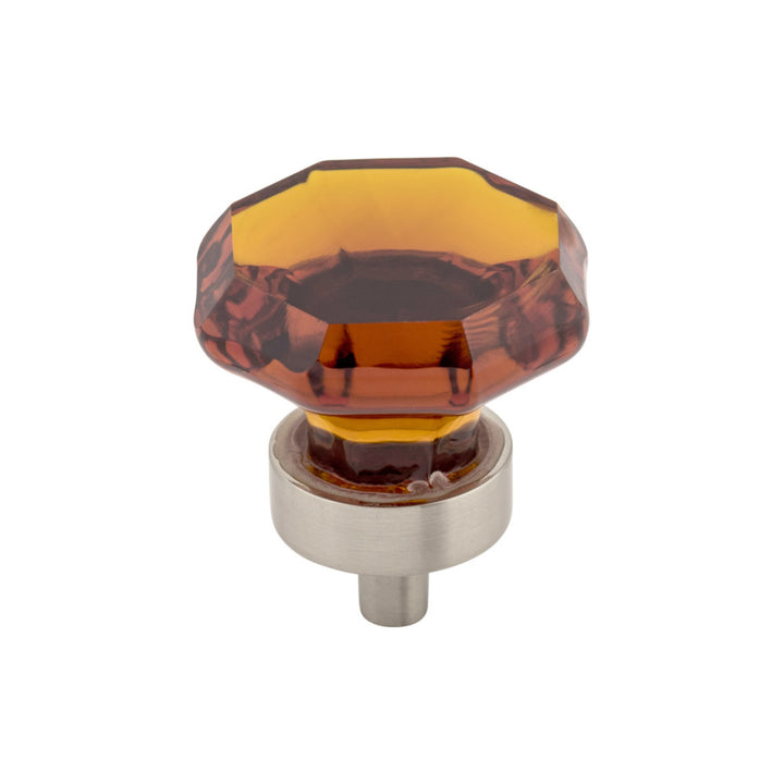 Top Knobs - Wine Octagon Crystal Round Knobs Brushed Satin Nickel