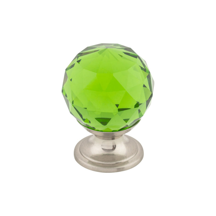 Top Knobs - Green Crystal Round Knobs 1 1/8" Brushed Satin Nickel