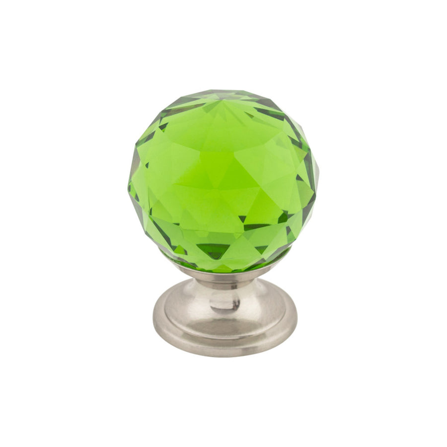 Top Knobs - Green Crystal Round Knobs 1 1/8" Brushed Satin Nickel