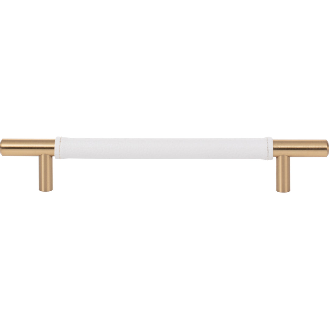 Atlas - Zanzibar White Leather Pulls 6 5/16" Warm Brass