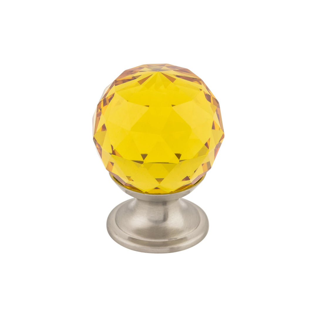 Top Knobs - Amber Crystal Round Knobs 1 1/8" Brushed Satin Nickel