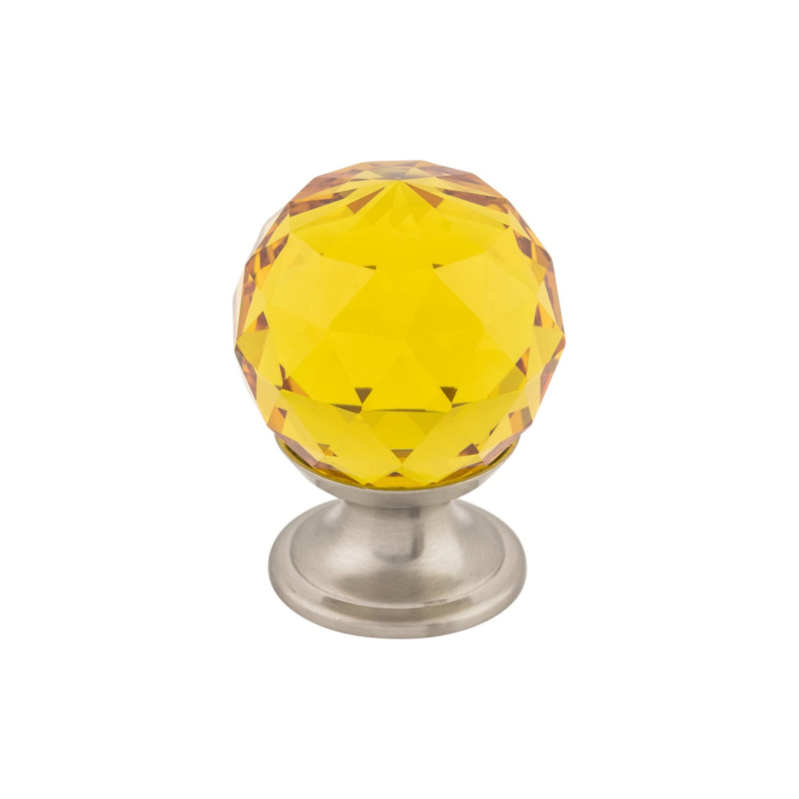 Top Knobs - Amber Crystal Round Knobs 1 1/8" Brushed Satin Nickel