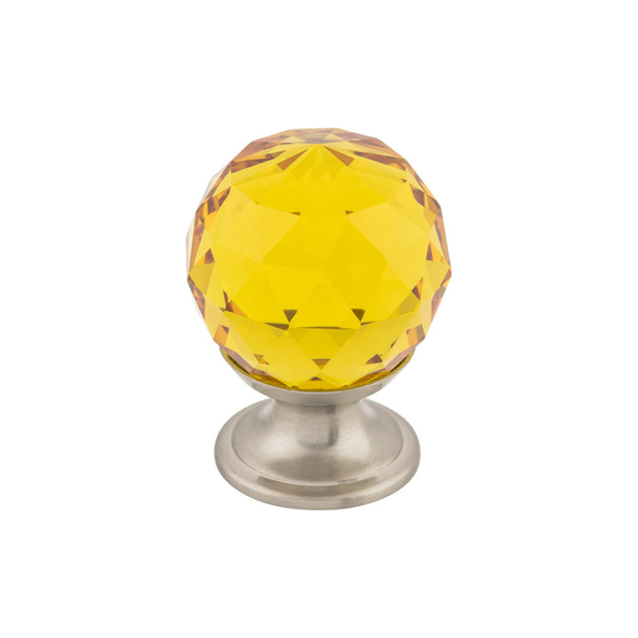 Top Knobs - Amber Crystal Round Knobs 1 1/8" Brushed Satin Nickel