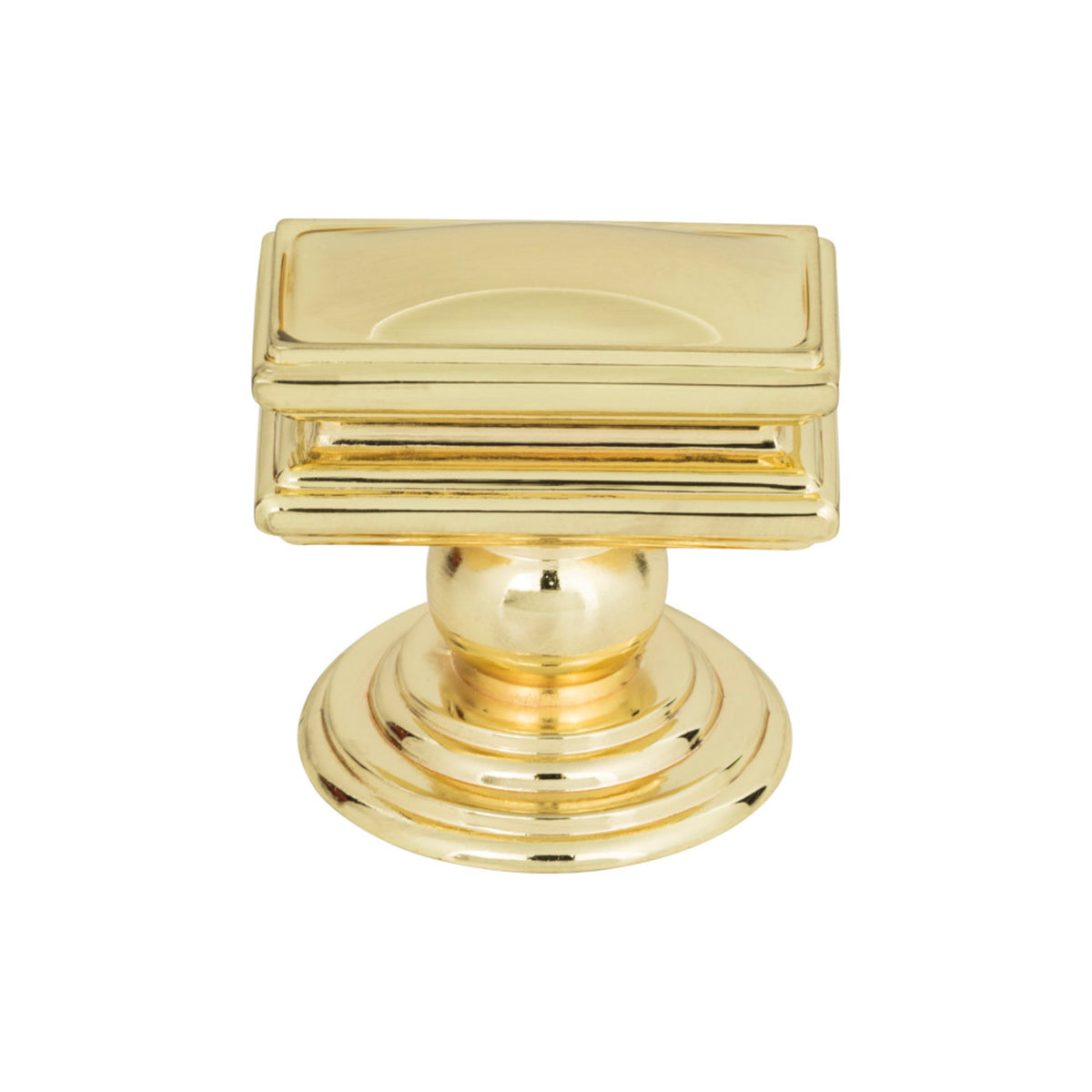Atlas Campaign Rectangle Knob in Polished Brass
