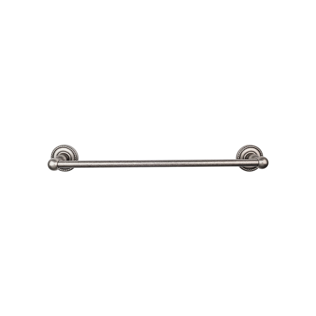 Top Knobs - Edwardian Bath Towel Bar Single - Rope Backplates 24" Antique Pewter