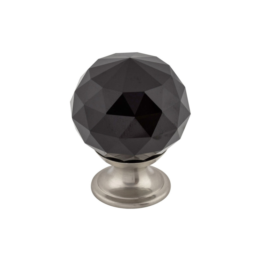 Top Knobs - Black Crystal Round Knobs 1 3/8" Brushed Satin Nickel