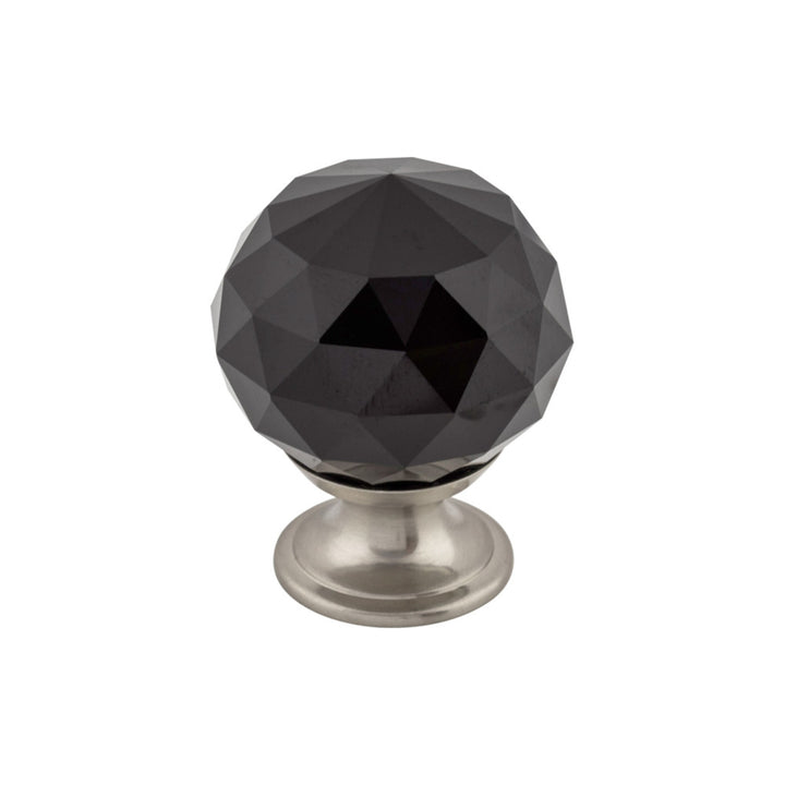 Top Knobs - Black Crystal Round Knobs 1 3/8" Brushed Satin Nickel