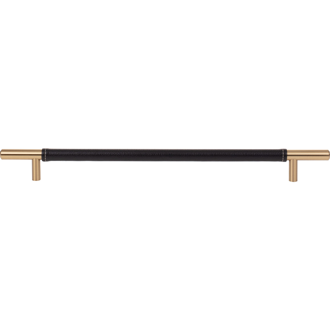 Atlas - Zanzibar Black Leather Pulls 11 5/16" Warm Brass