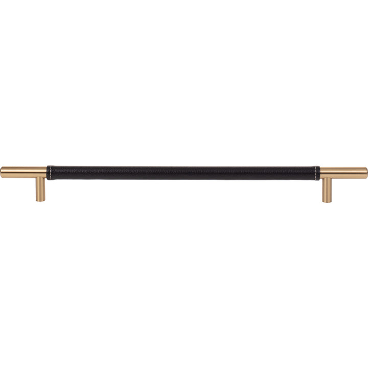 Atlas - Zanzibar Black Leather Pulls 11 5/16" Warm Brass
