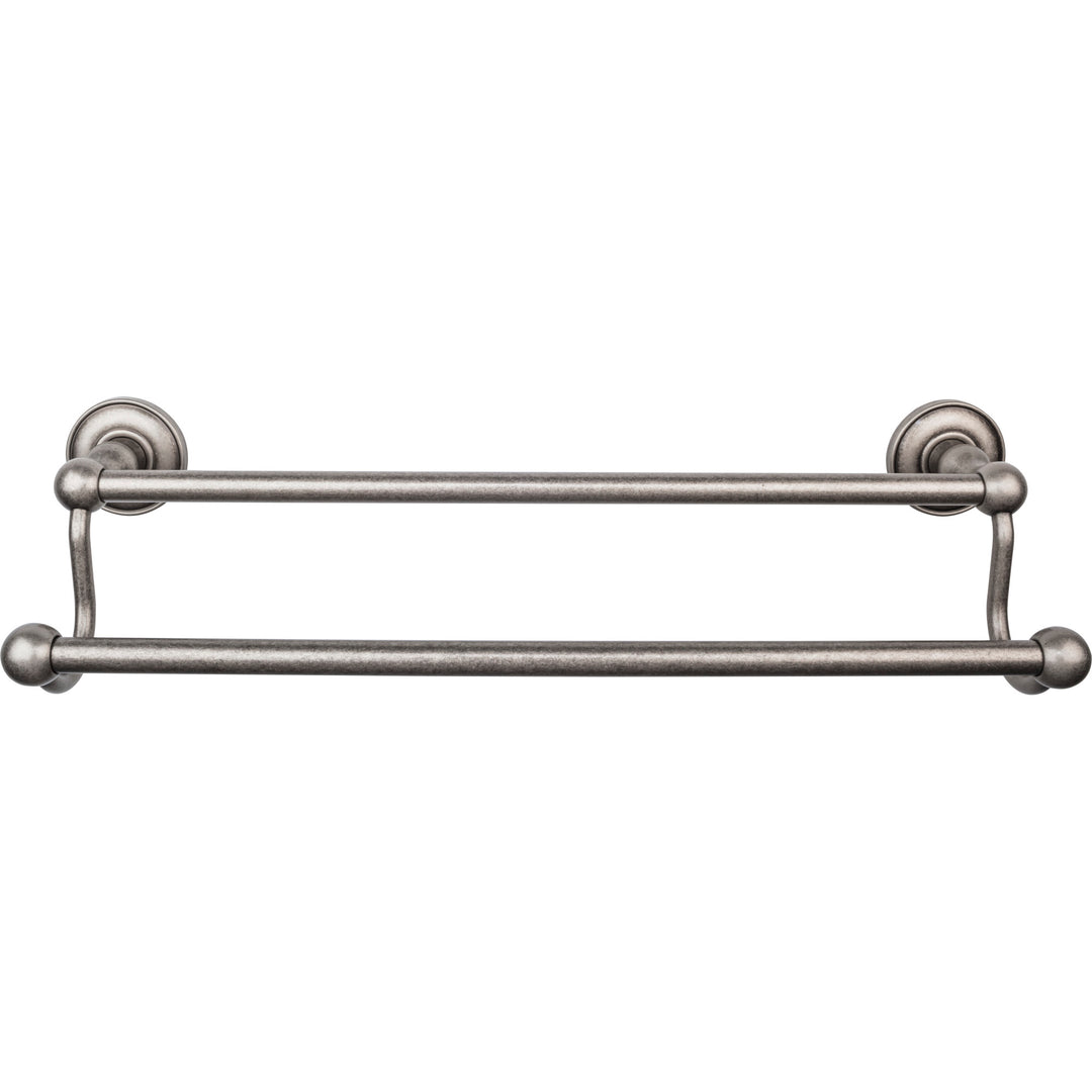 Top Knobs - Edwardian Bath Towel Bar Double - Plain Bplates 18" Antique Pewter