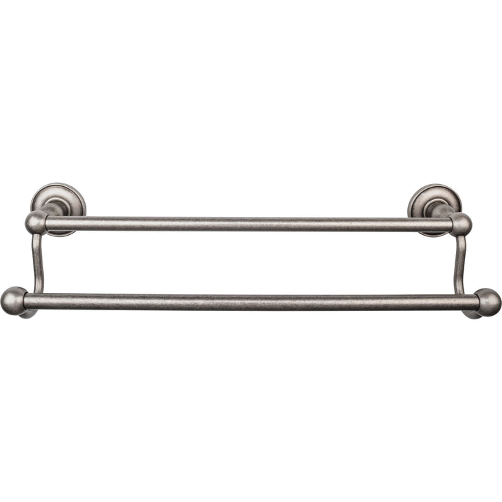 Top Knobs - Edwardian Bath Towel Bar Double - Plain Bplates 18" Antique Pewter