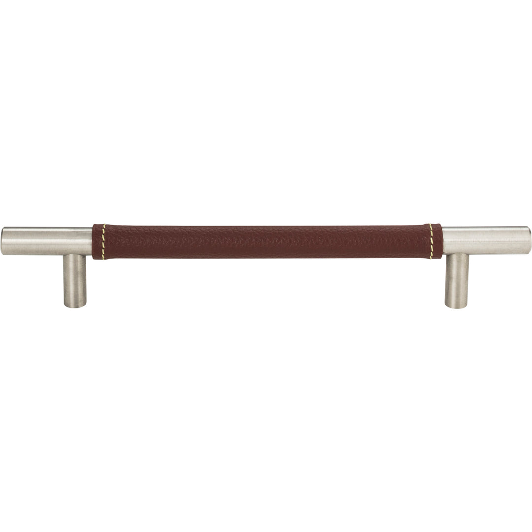 Atlas - Zanzibar Brown Leather Pulls 6 5/16" Brushed Nickel