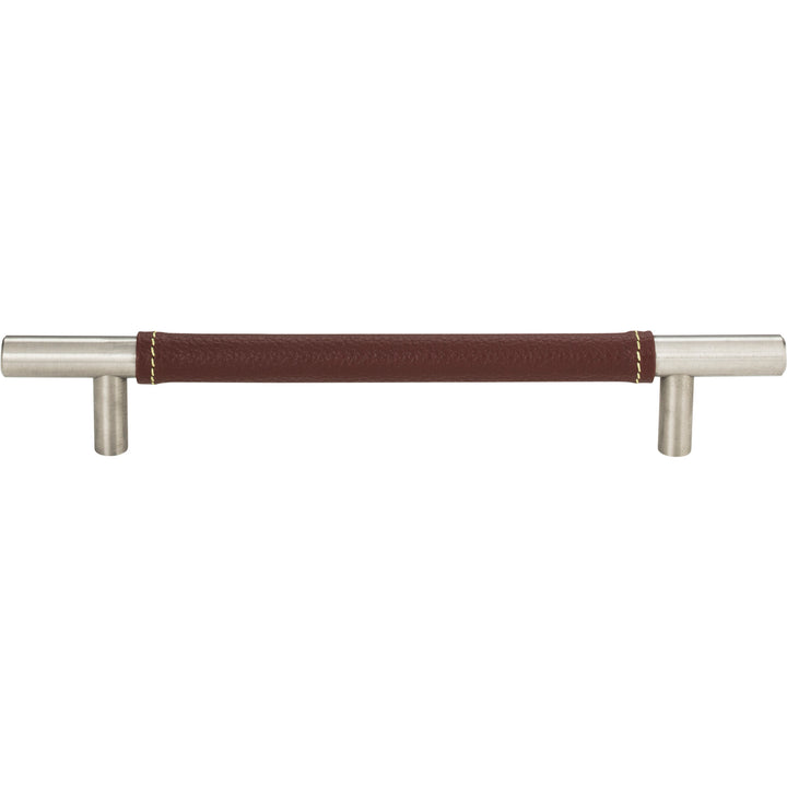 Atlas - Zanzibar Brown Leather Pulls 6 5/16" Brushed Nickel