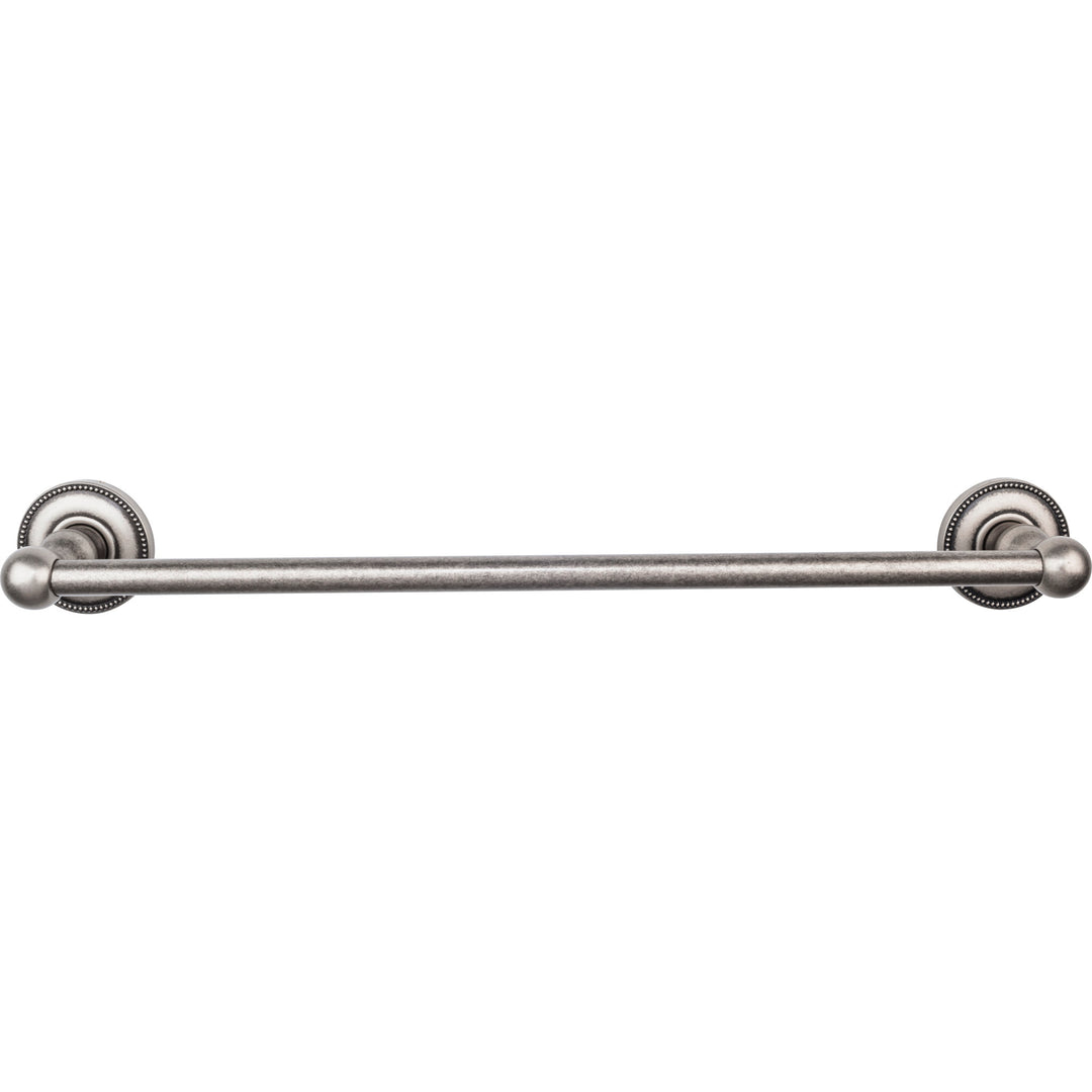 Top Knobs - Edwardian Bath Towel Bar Single - Beaded Bplates 18" Antique Pewter