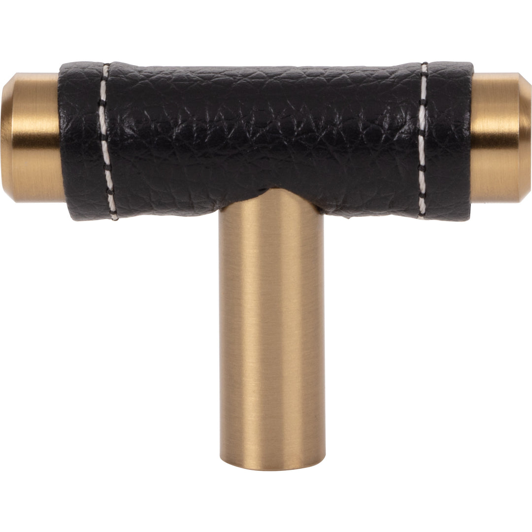 Atlas - Zanzibar Black Leather Knobs Warm Brass