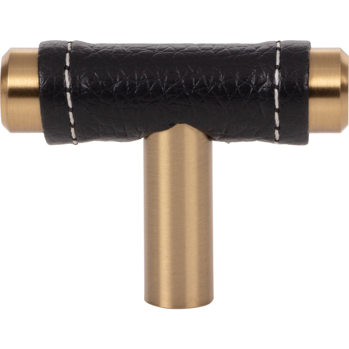 Atlas - Zanzibar Black Leather Knobs Warm Brass