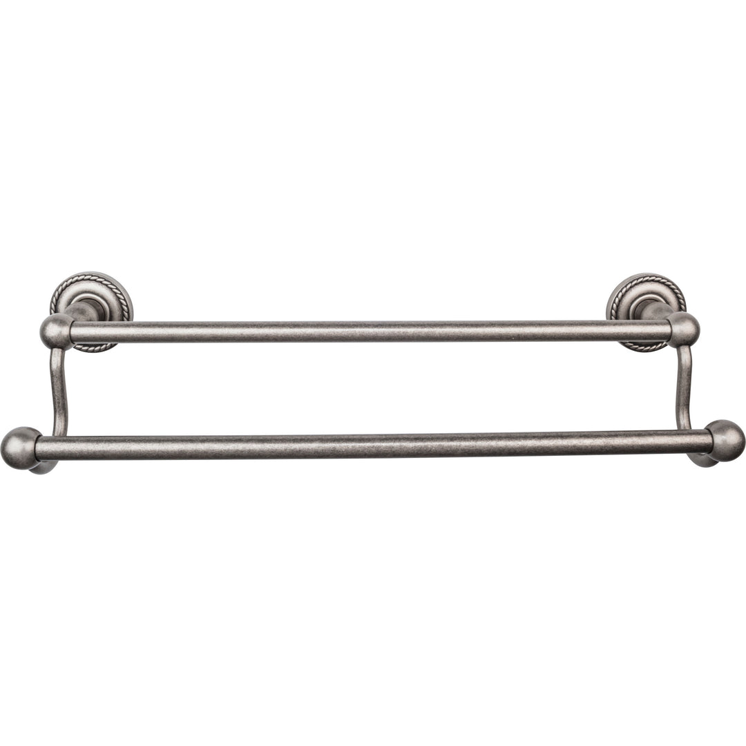 Top Knobs - Edwardian Bath Towel Bar Double - Rope Backplates 18" Antique Pewter