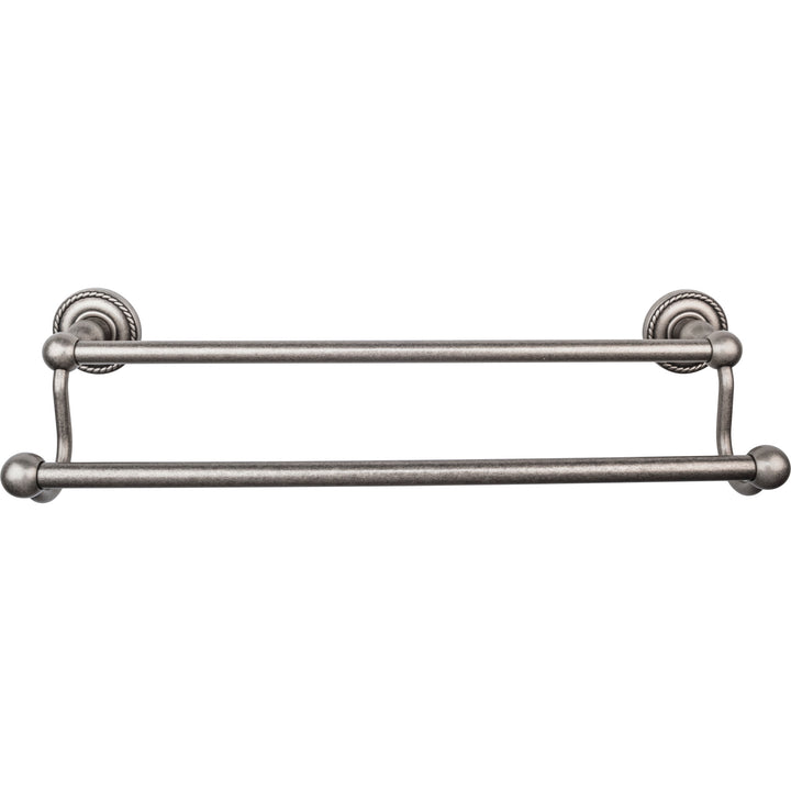 Top Knobs - Edwardian Bath Towel Bar Double - Rope Backplates 18" Antique Pewter
