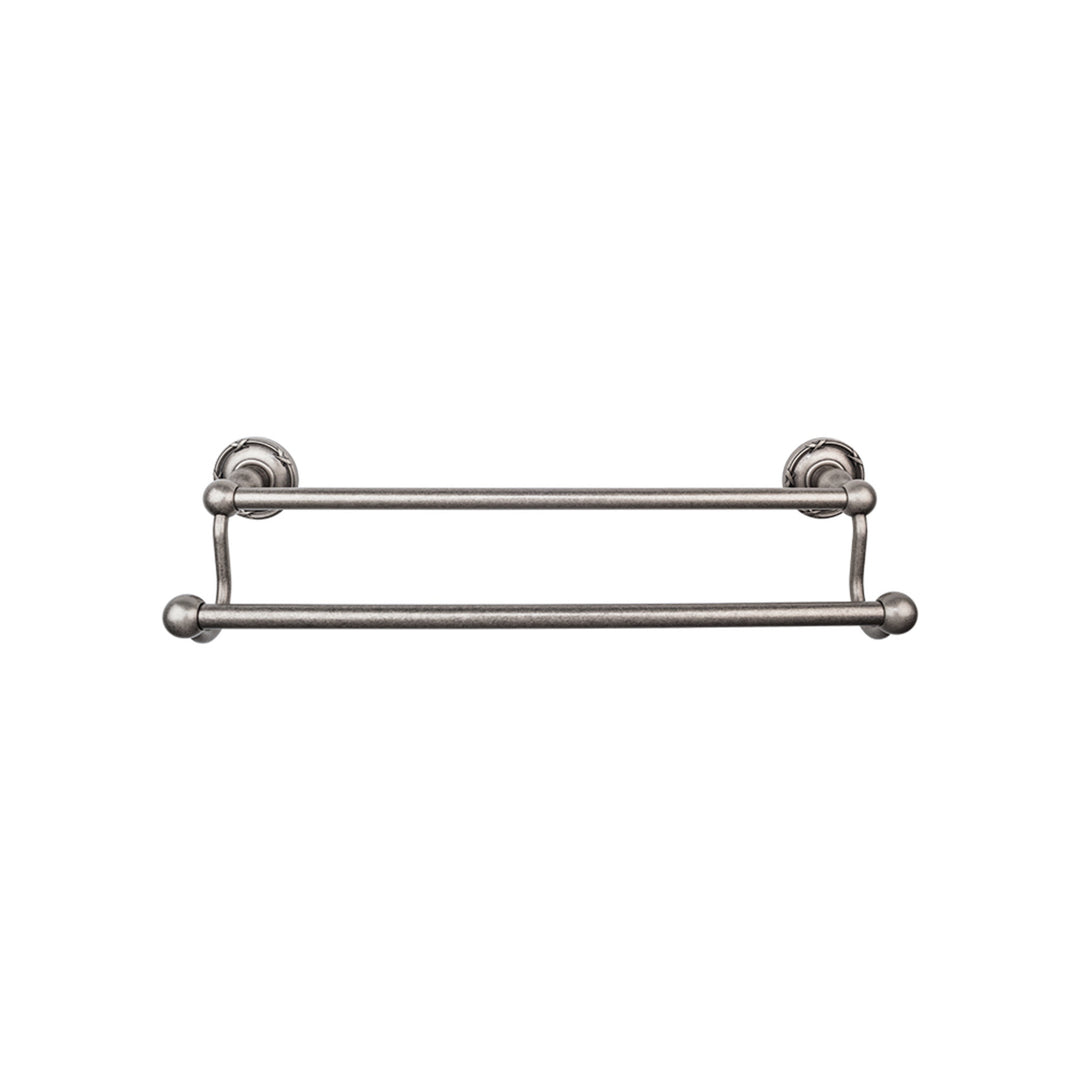 Top Knobs - Edwardian Bath Towel Bar Double - Ribbon Bplates 24" Antique Pewter