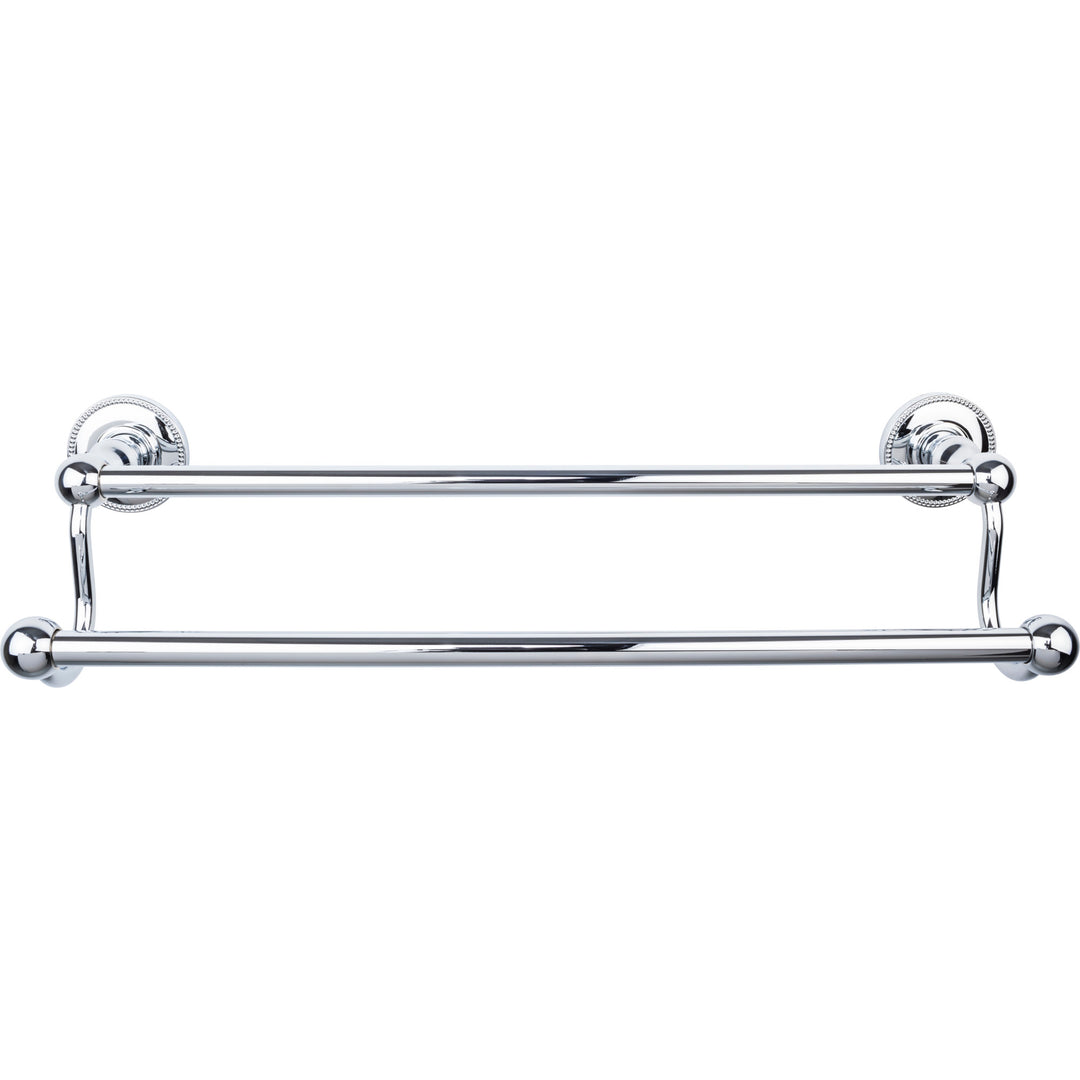 Top Knobs - Edwardian Bath Towel Bar Double - Beaded Bplates 18" Polished Chrome