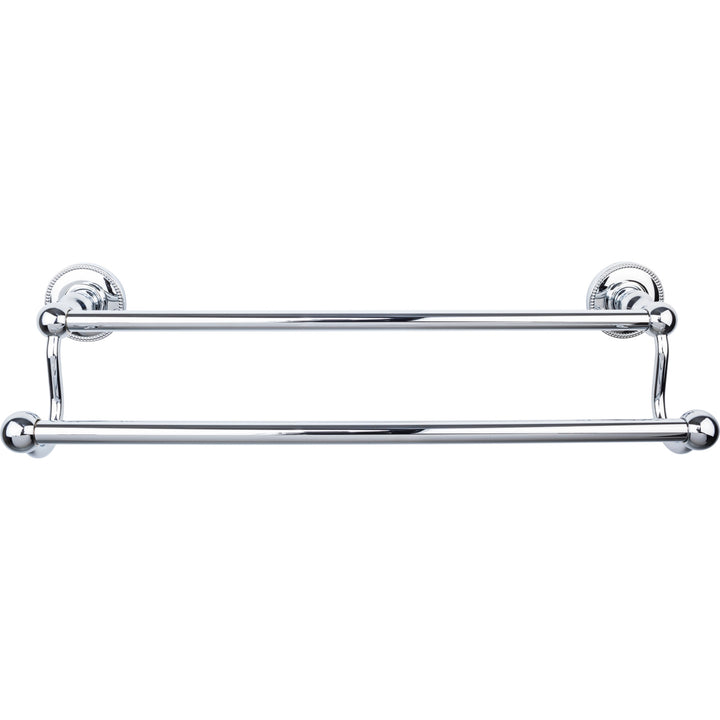 Top Knobs - Edwardian Bath Towel Bar Double - Beaded Bplates 18" Polished Chrome