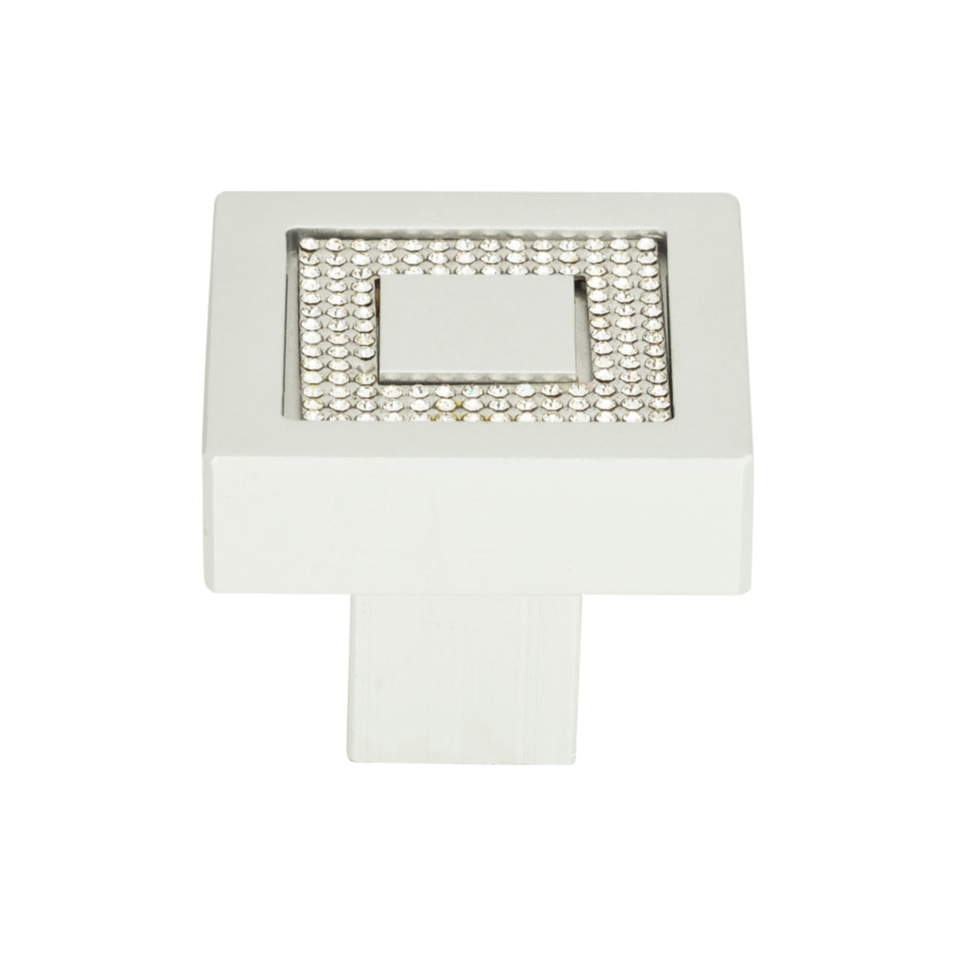 Atlas - Crystal Square Inset Knobs 1 3/8" Matte Chrome