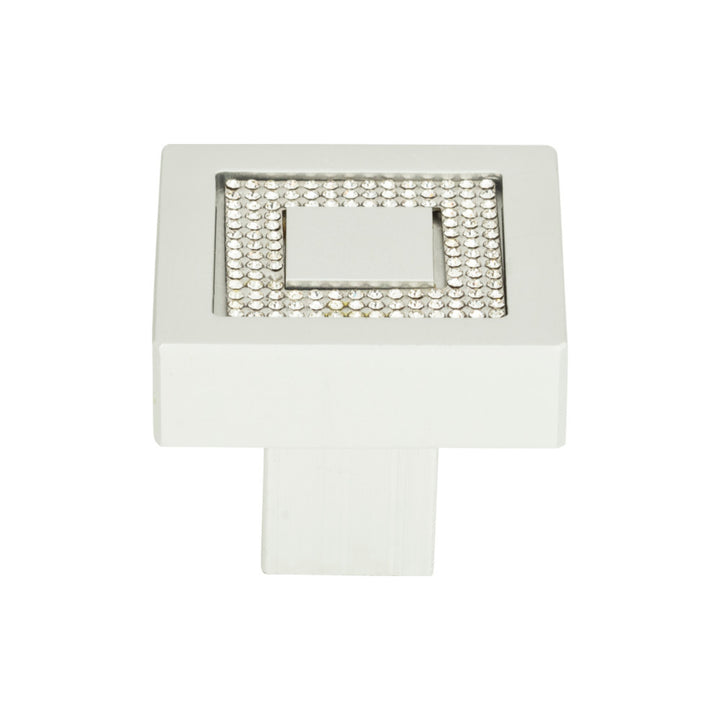 Atlas - Crystal Square Inset Knobs 1 3/8" Matte Chrome