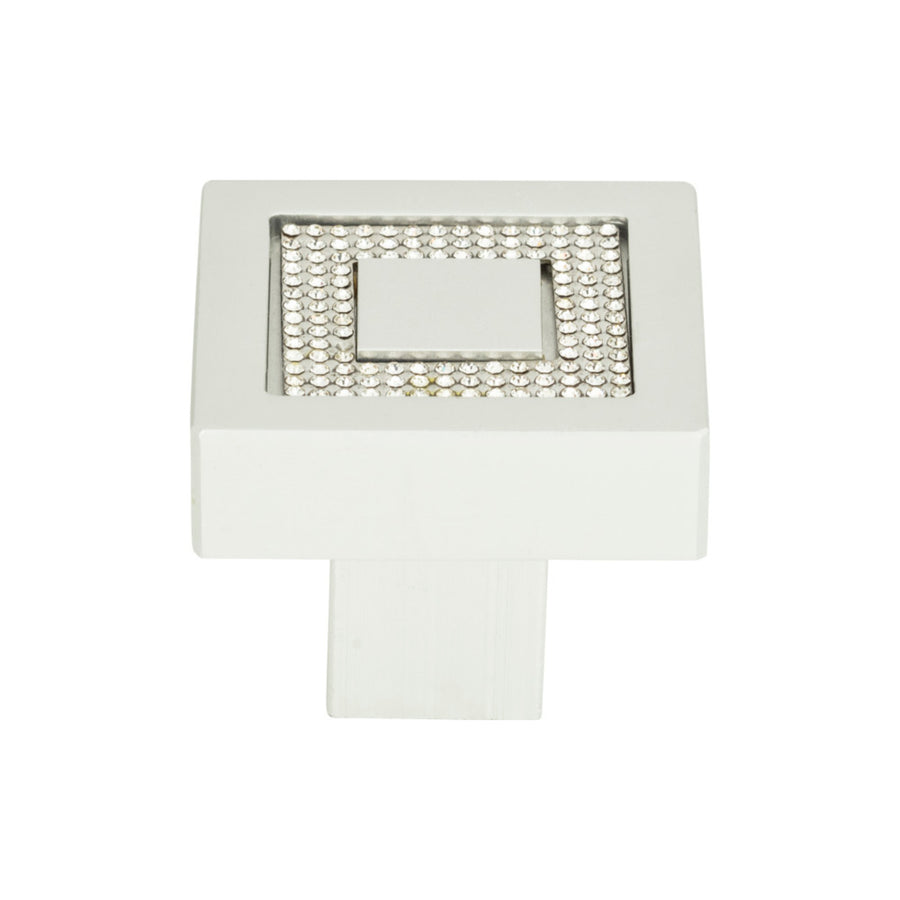 Atlas - Crystal Square Inset Knobs 1 3/8" Matte Chrome