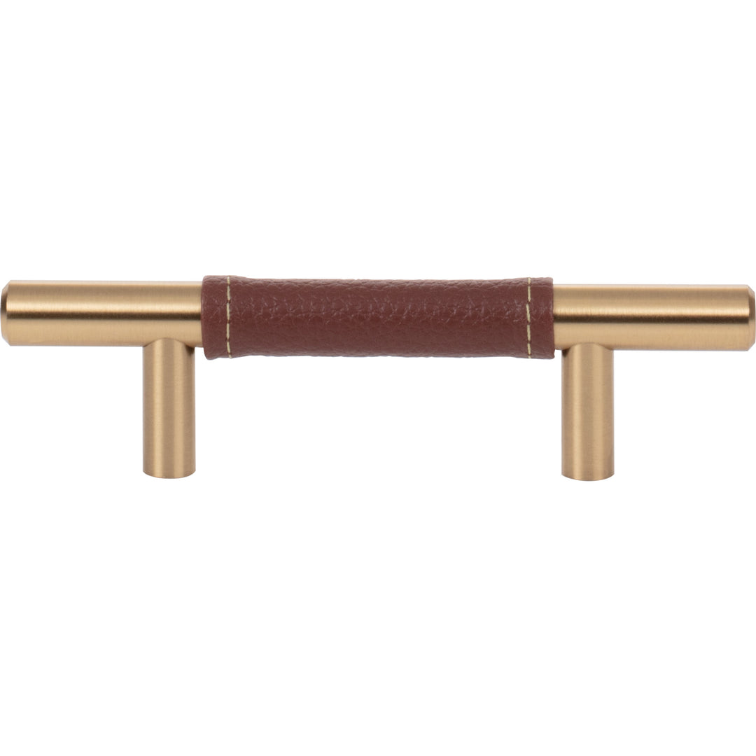 Atlas - Zanzibar Brown Leather Pulls 3" Warm Brass