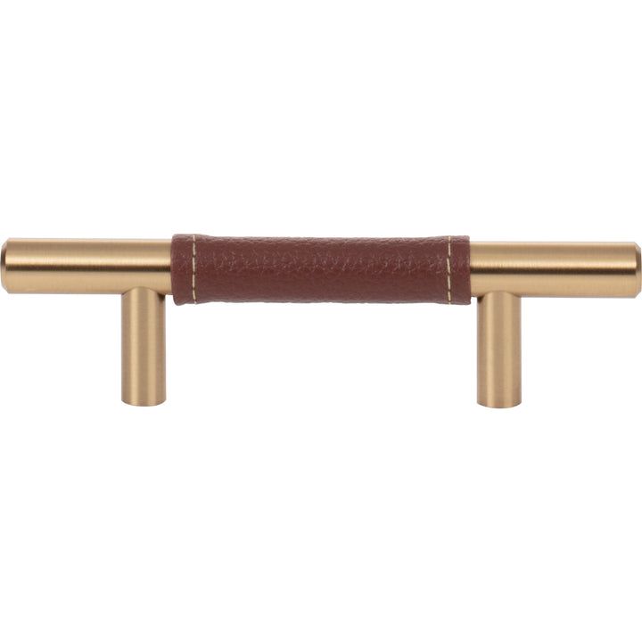 Atlas - Zanzibar Brown Leather Pulls 3" Warm Brass