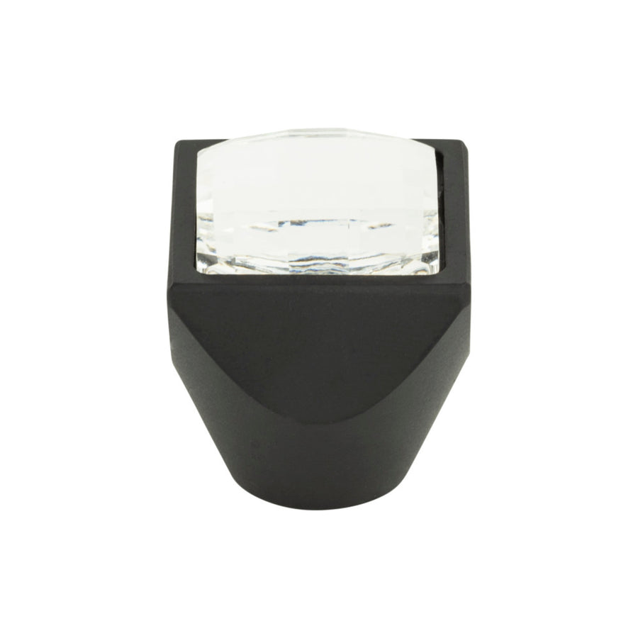 Atlas - Crystal Large Square Knobs 1" Matte Black