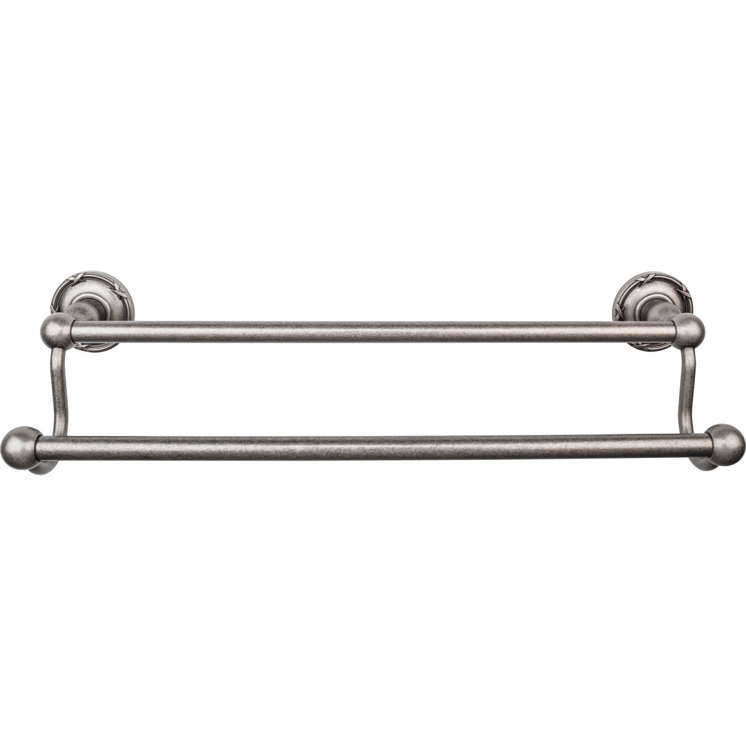 Top Knobs - Edwardian Bath Towel Bar Double - Ribbon Bplates 18" Antique Pewter